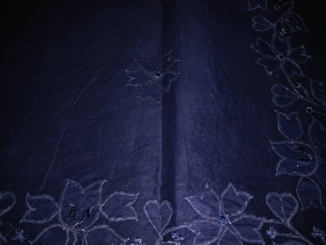 100% Cotton organdy fabric embroidered 44" wide available in [navy blue embroidery four corners and motifs wine green royal blue purple burgandy aubergine][15552-15558]