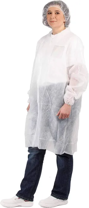 AMZ Medical Supply White Lab Coats. Medical Gowns Disposable. 50gm/m2