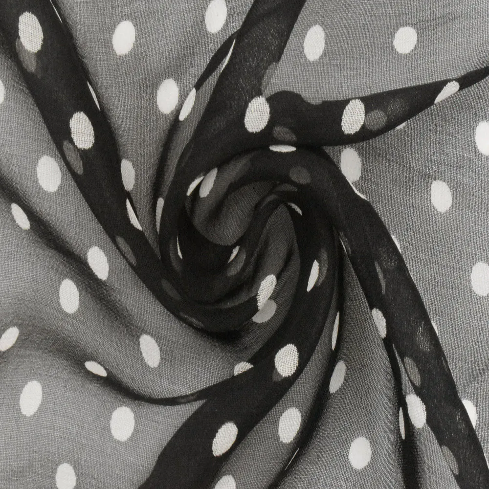 Black-Ivory Famous Designer Dot Printed Silk Chiffon Woven Fabric