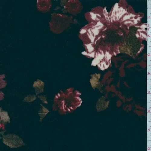 Black/Romance/Multi Floral Print Stretch Velvet Knit Fabric