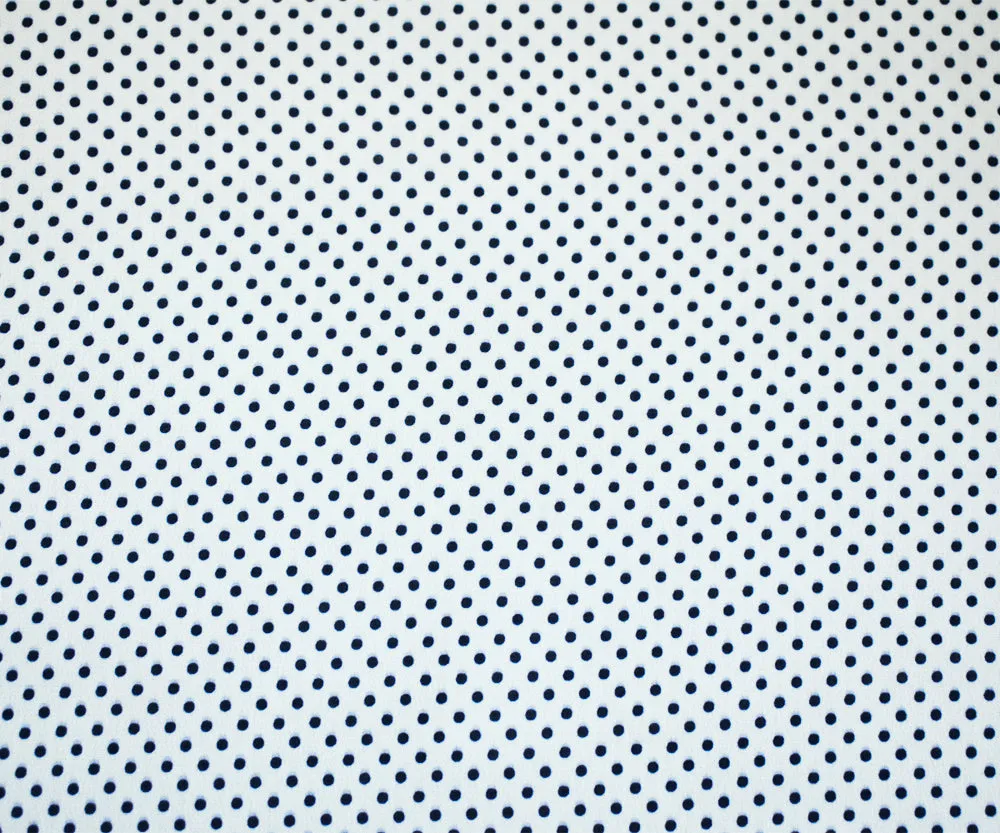 Blue-White Polka Dots Printed Poly Chiffon Woven Fabric