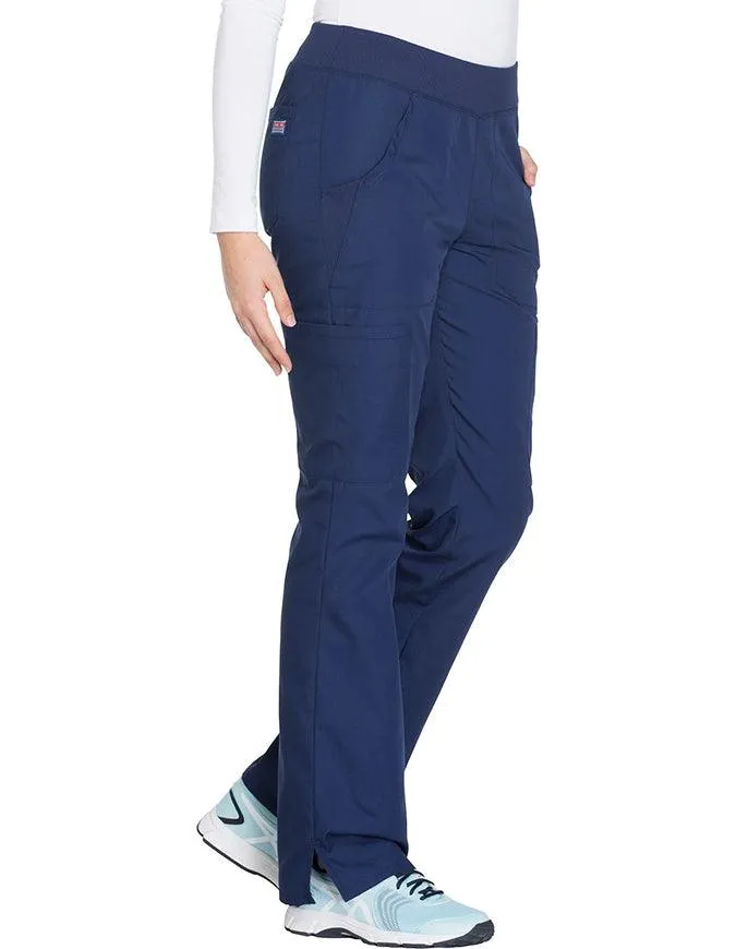 Cherokee Workwear Women's Mid Rise Straight Leg Pull-on Cargo Petite Pant