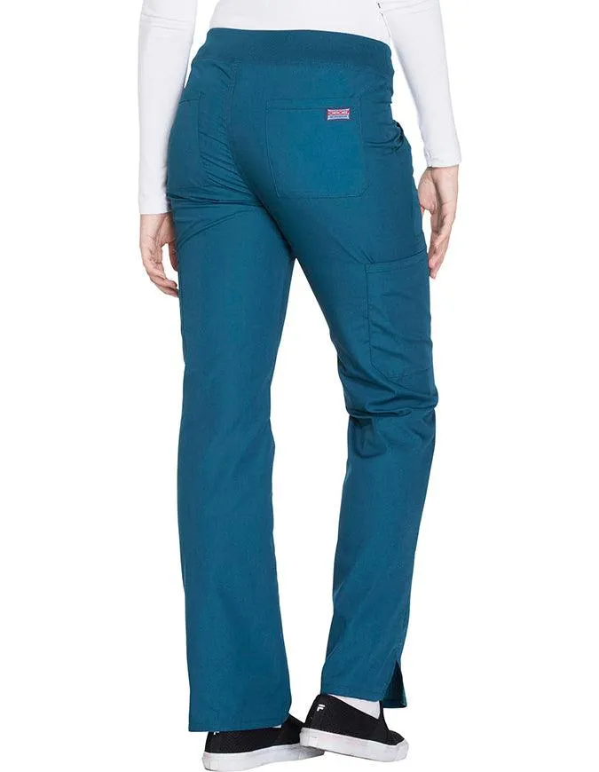 Cherokee Workwear Women's Mid Rise Straight Leg Pull-on Cargo Petite Pant