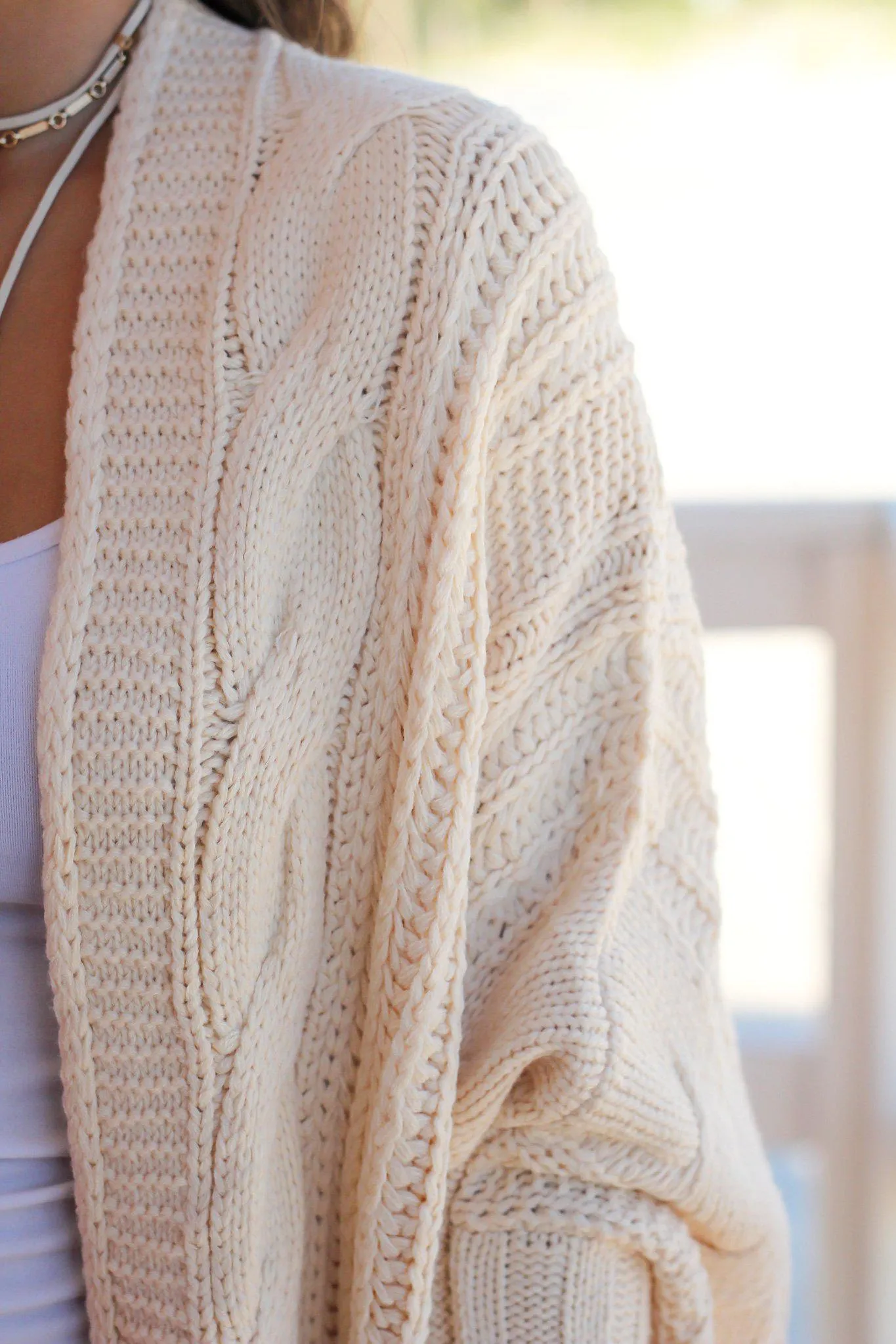 Cream Oversized Knit Cardigan