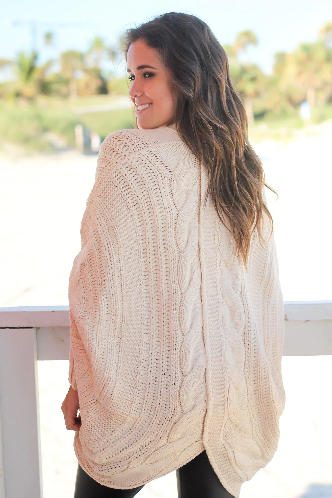 Cream Oversized Knit Cardigan