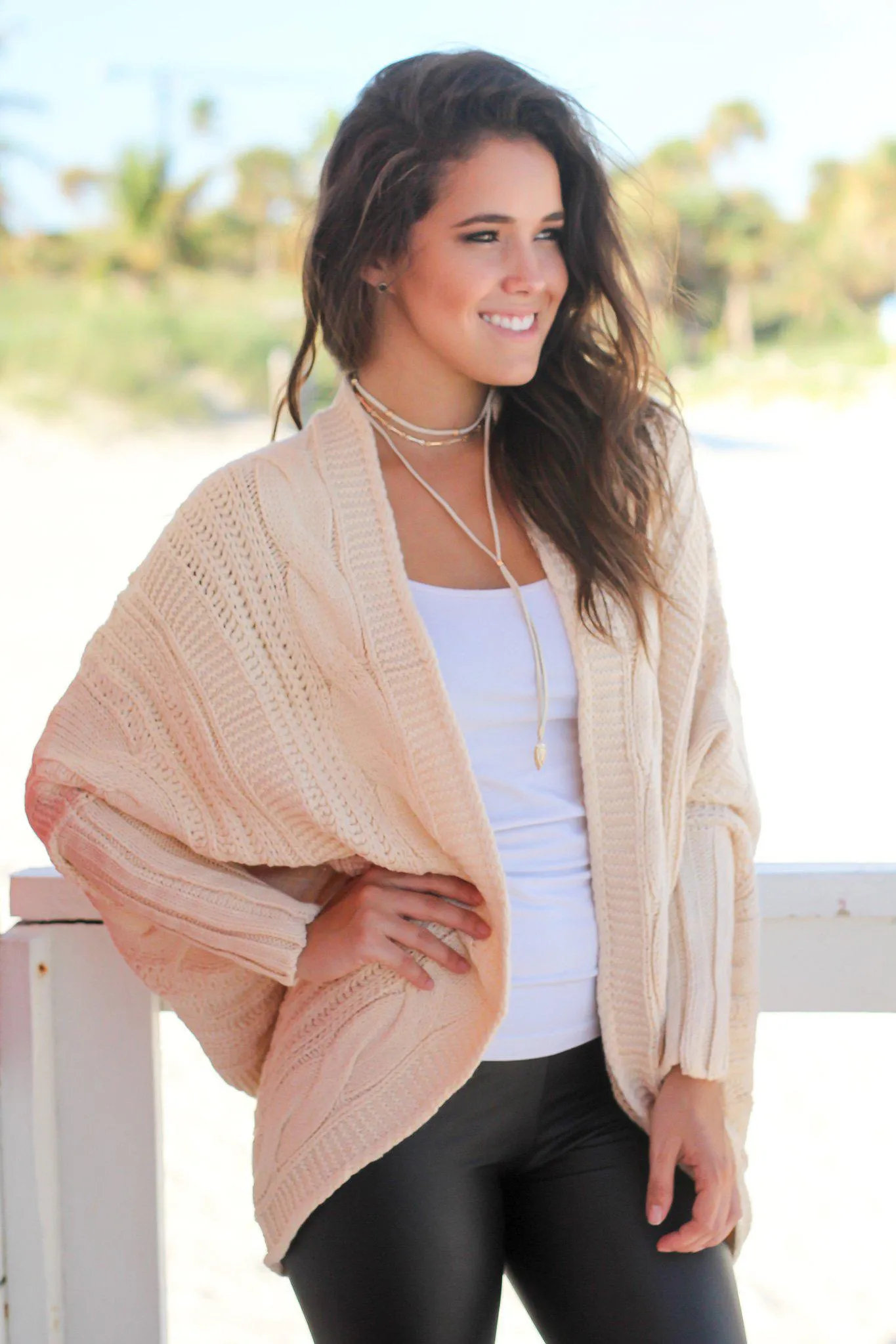 Cream Oversized Knit Cardigan