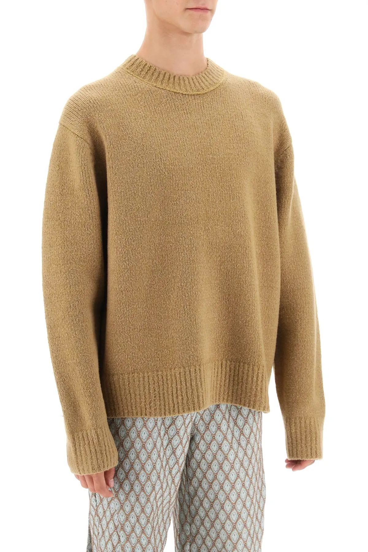 crew-neck sweater in wool and cotton