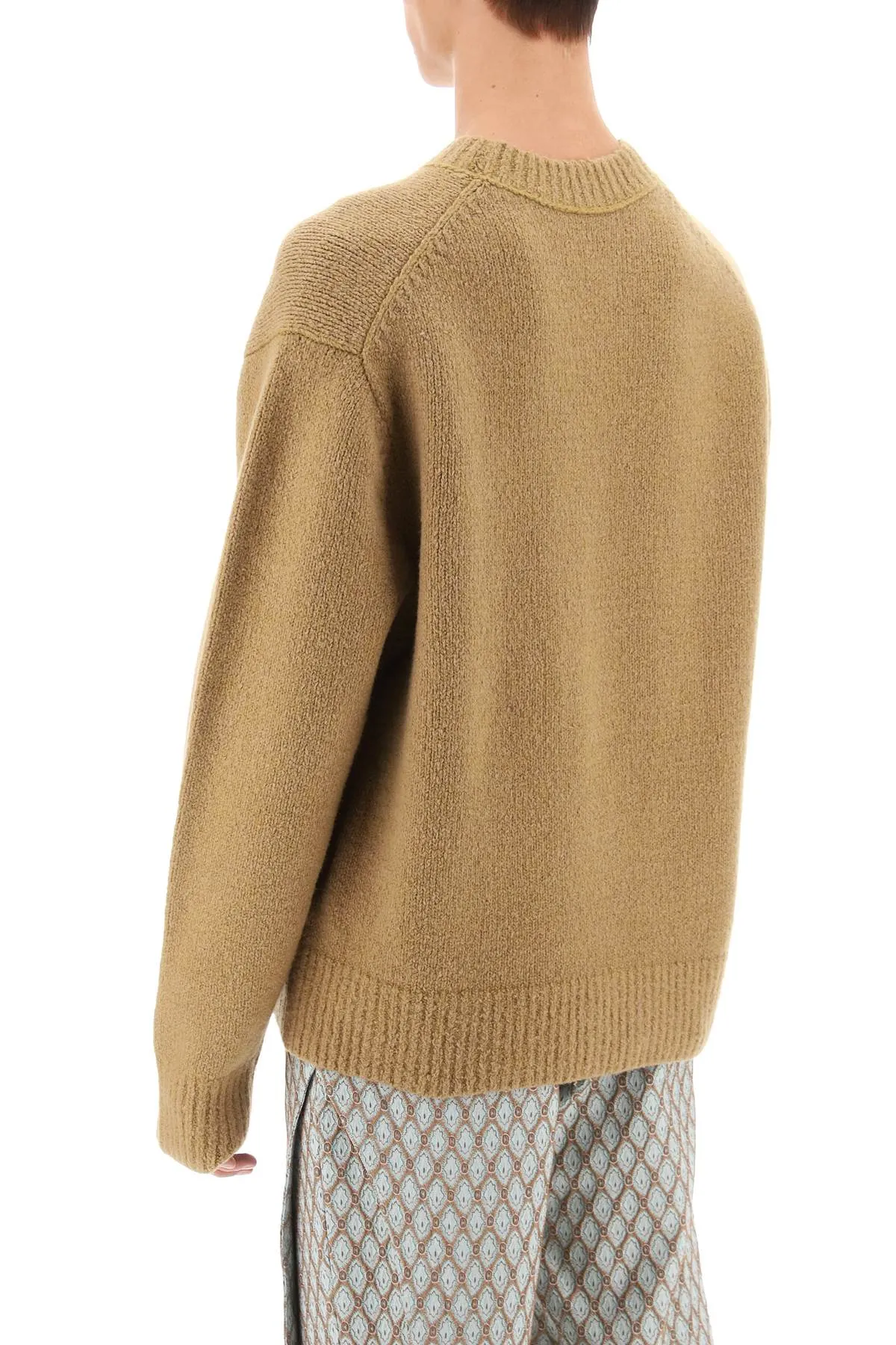 crew-neck sweater in wool and cotton