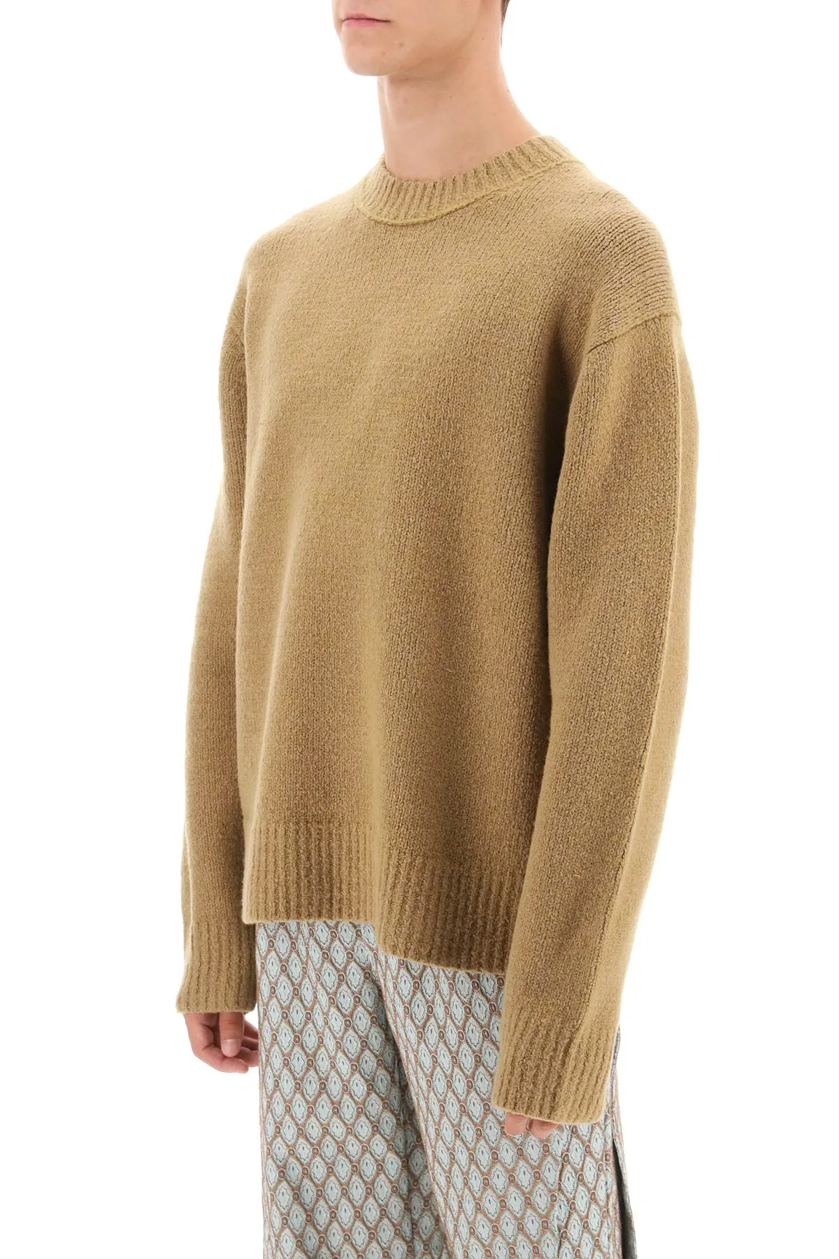 crew-neck sweater in wool and cotton