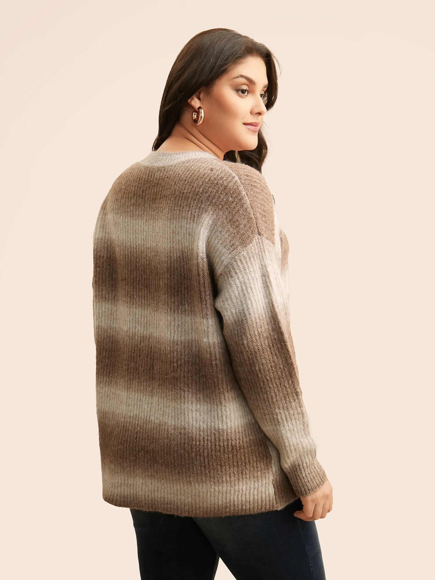 Crew Neck Textured Drop Shoulder Pullover