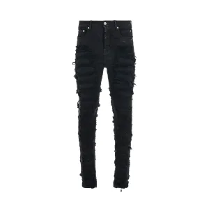 Detroit Cut Denim Pants in Black