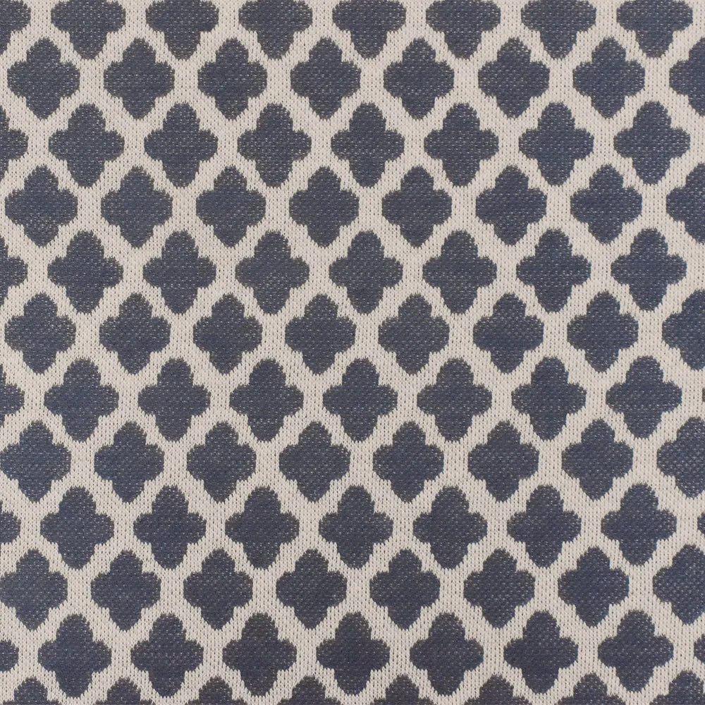 Dusty Blue-Taupe Quatrefoil Poly-Cotton Stretch Double Knit Fabric