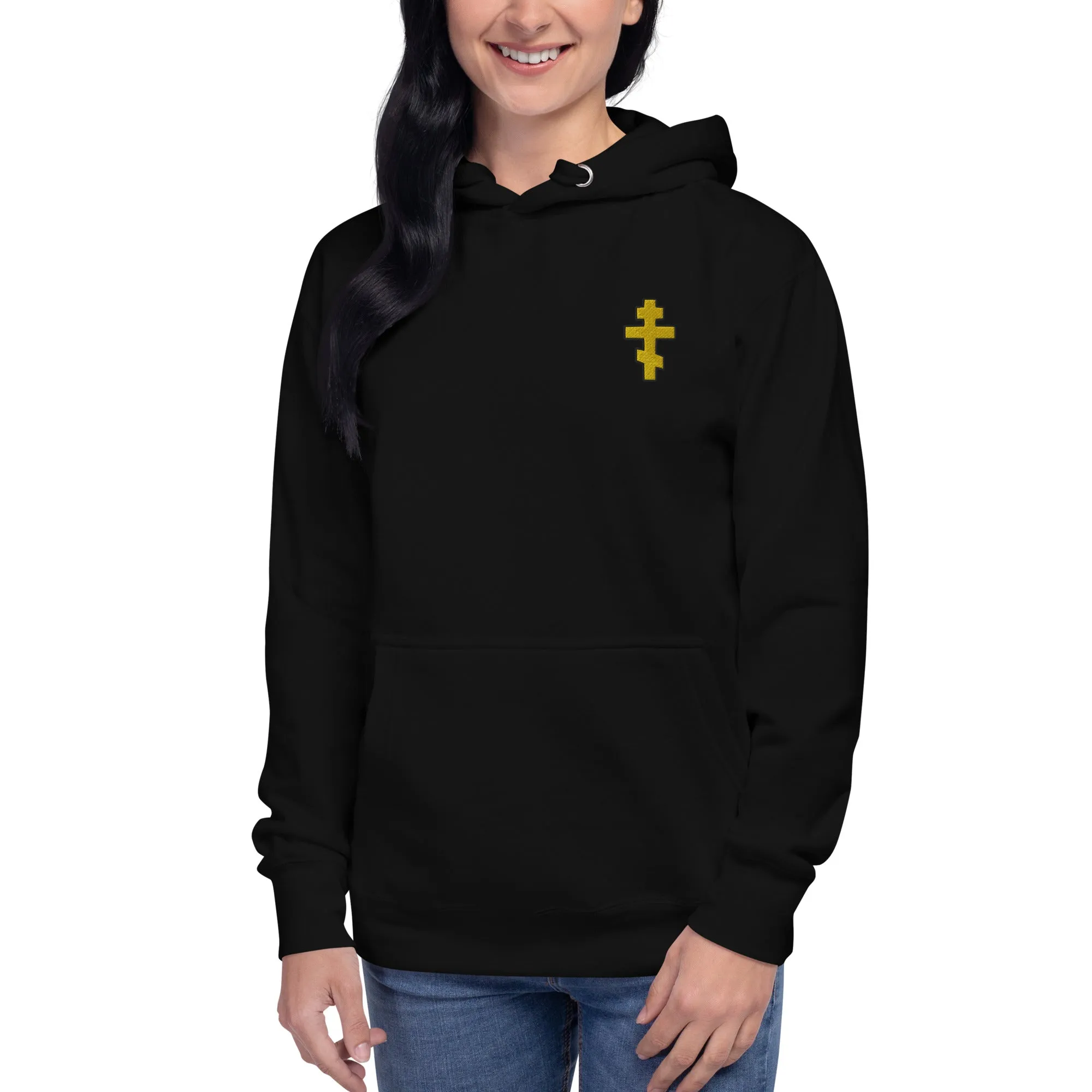 Embroidered Orthodox Cross Hoodie