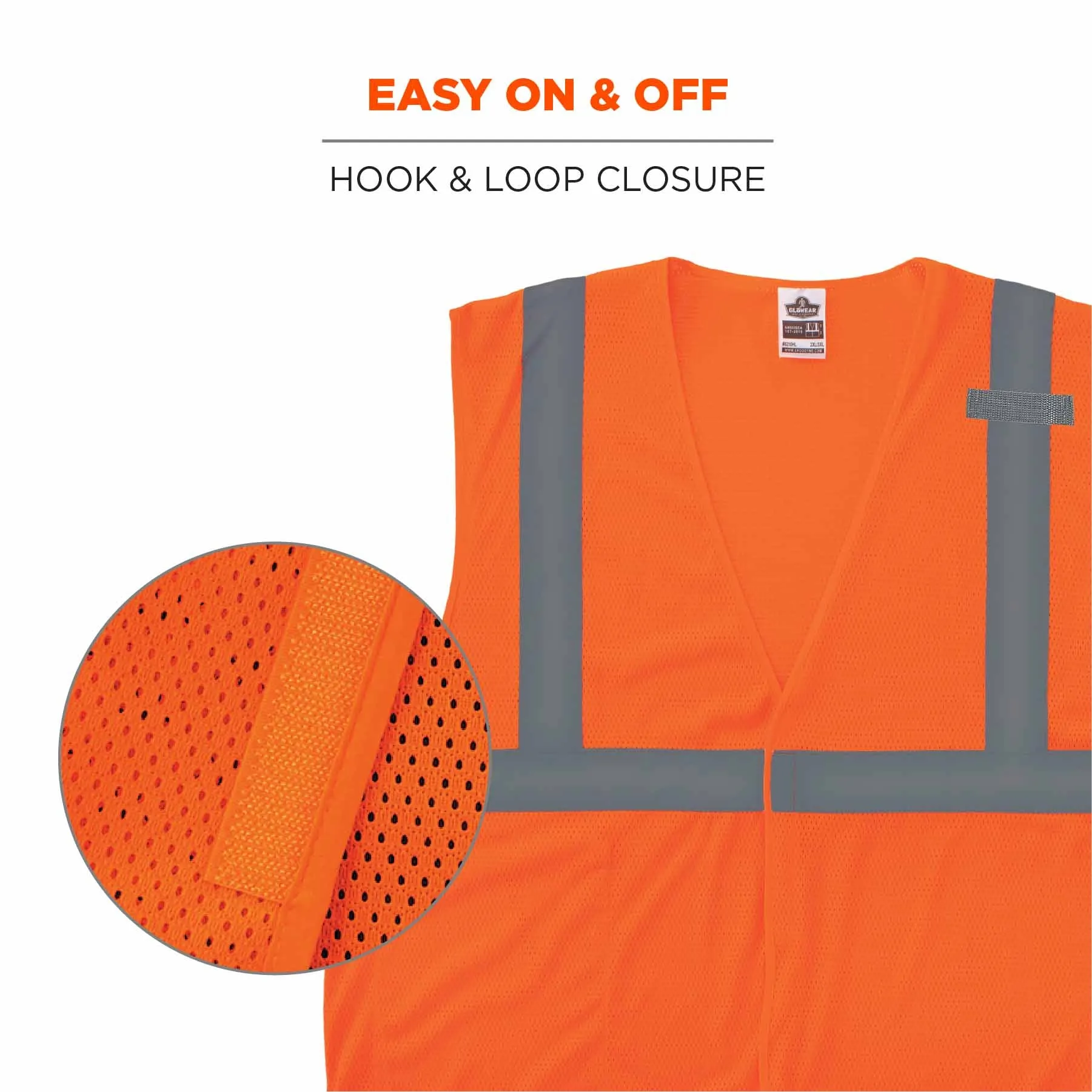 Ergodyne 24538 8210HL-S 4XL Orange Class 2 Economy Mesh Vest - Single Size