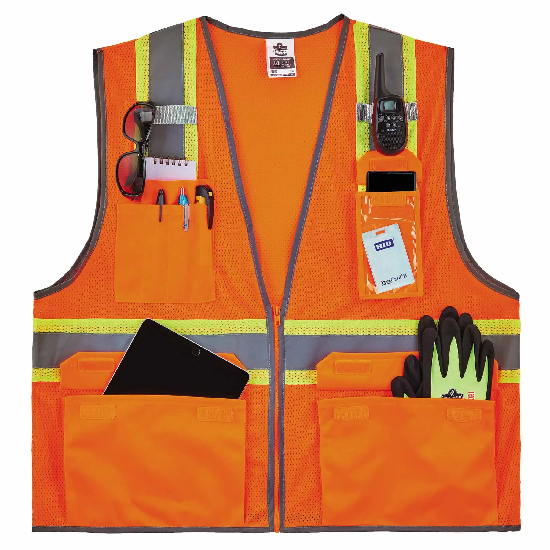 Ergodyne 24575 8246Z-S XL Orange Class 2 Two-Tone Mesh Vest - Single Size