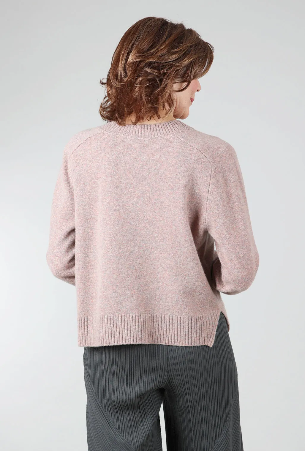 Felted Easy V-Neck Sweater, Rose Quartz