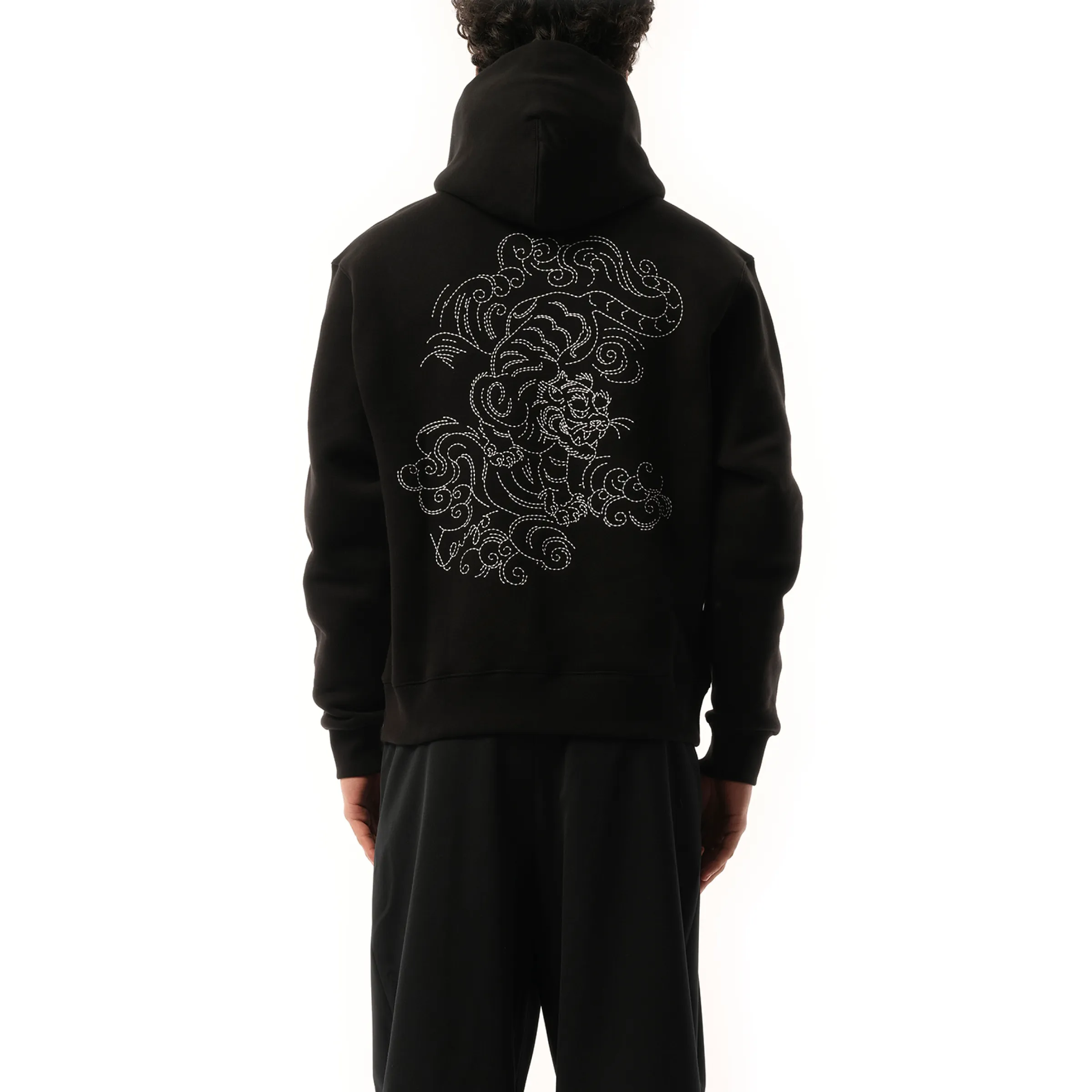 Gots Star Tiger Embroidered Hoodie in Black