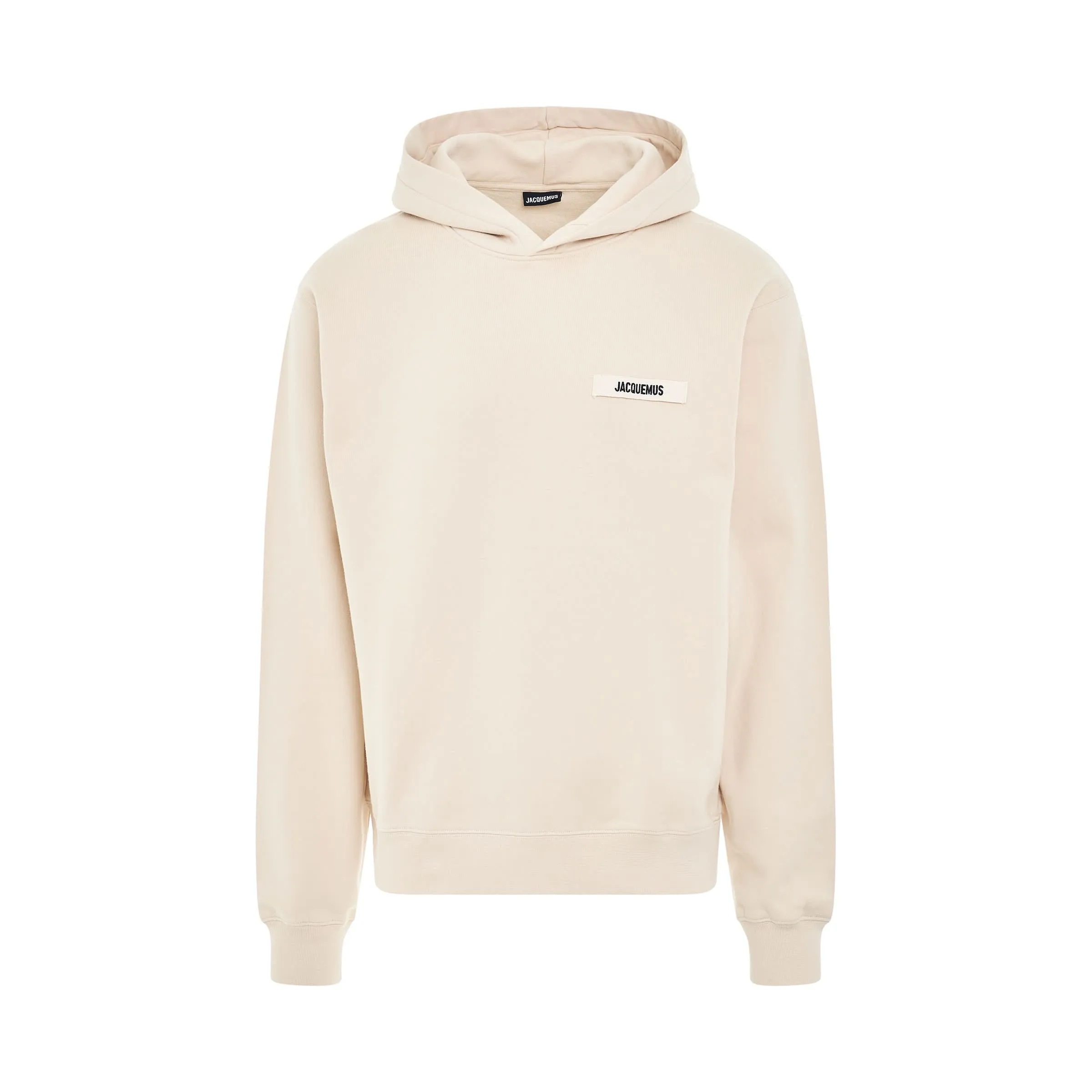 Gros Grain Logo Hoodie in Beige