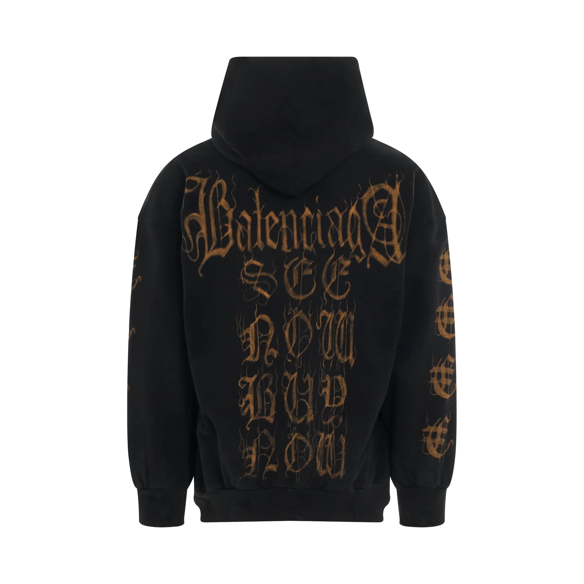 Heavy Metal Artwork Zip-Up Hoodie in Washed Black