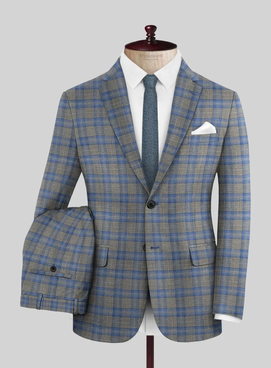 Italian Murano Gnatio Blue Gray Wool Linen Suit