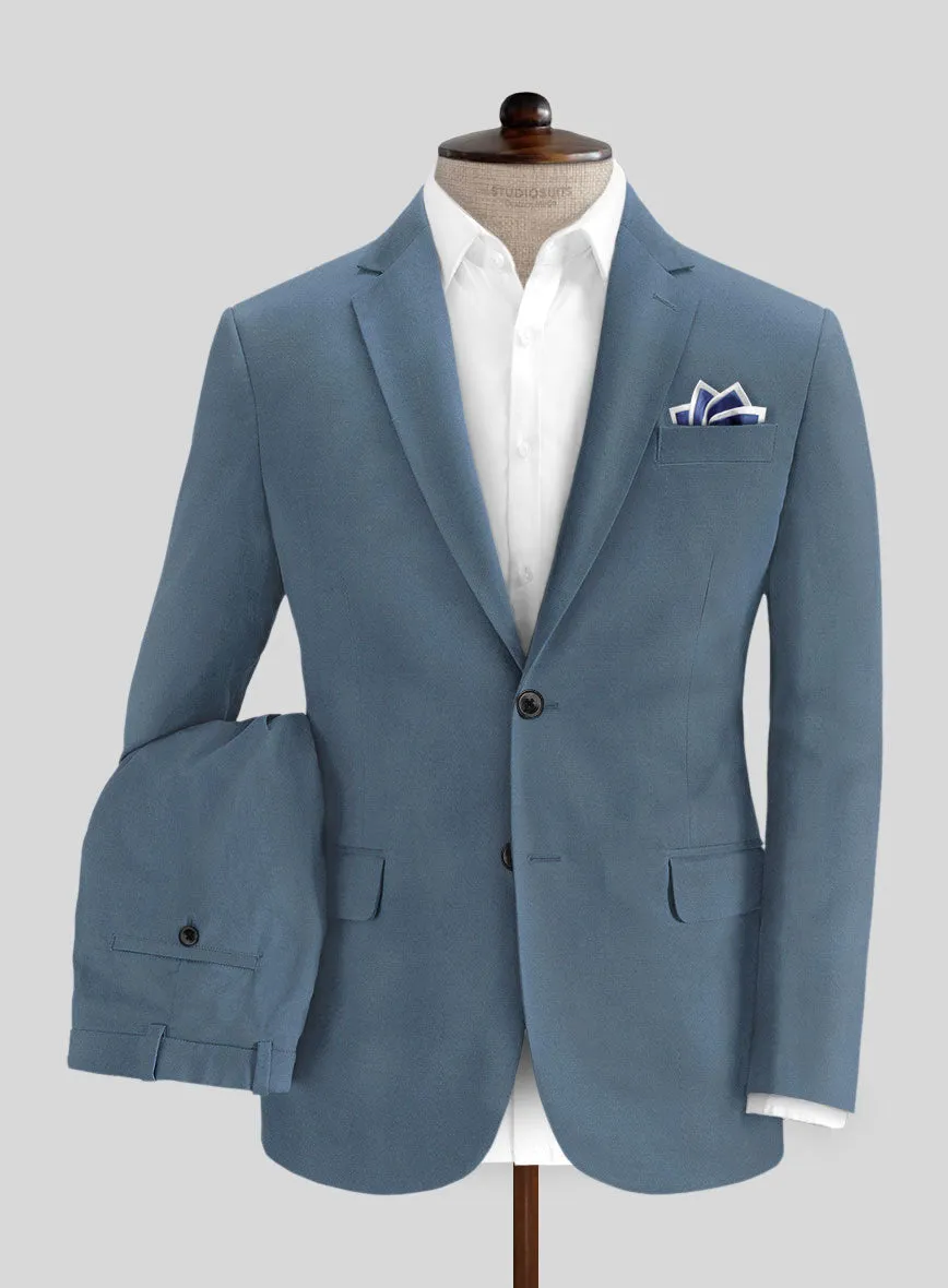 Italian Petrol Blue Cotton Suit