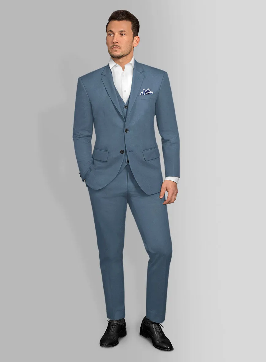 Italian Petrol Blue Cotton Suit