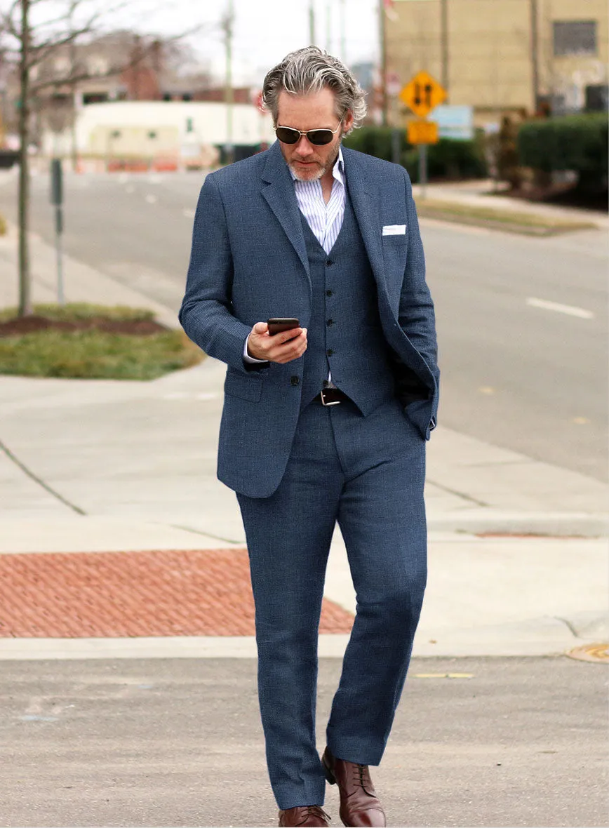 Italian Prato Indigo Blue Linen Suit