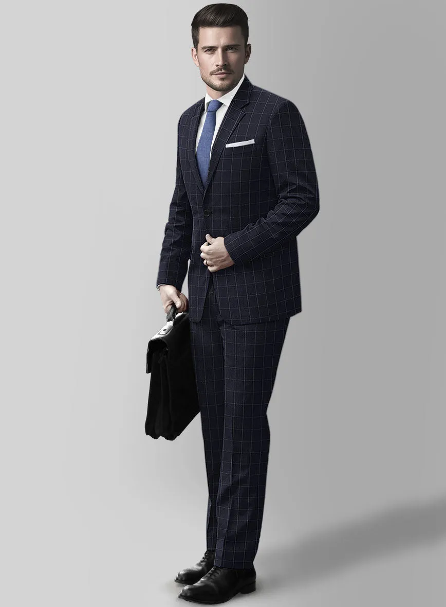 Italian Zergi Blue Windowpane Flannel Suit