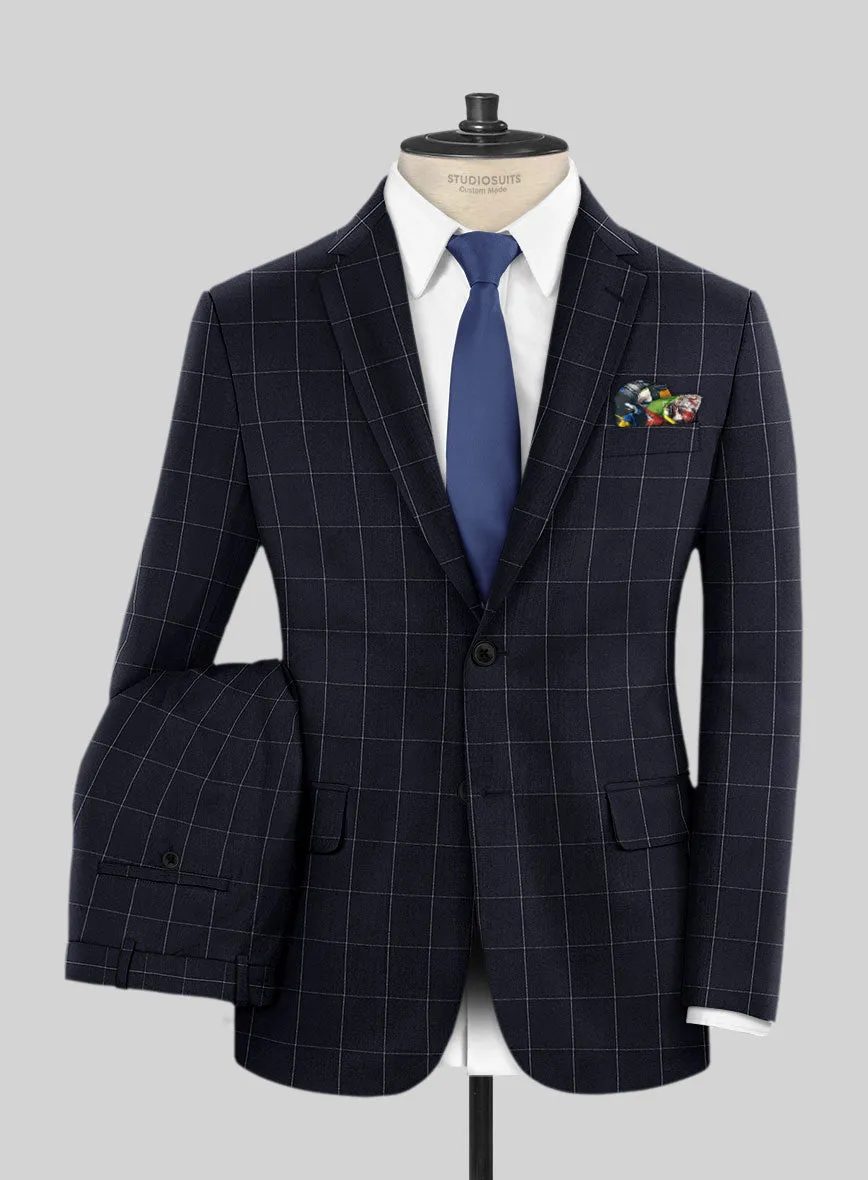 Italian Zergi Blue Windowpane Flannel Suit