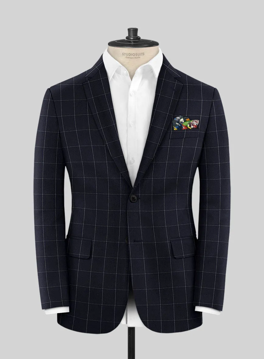 Italian Zergi Blue Windowpane Flannel Suit