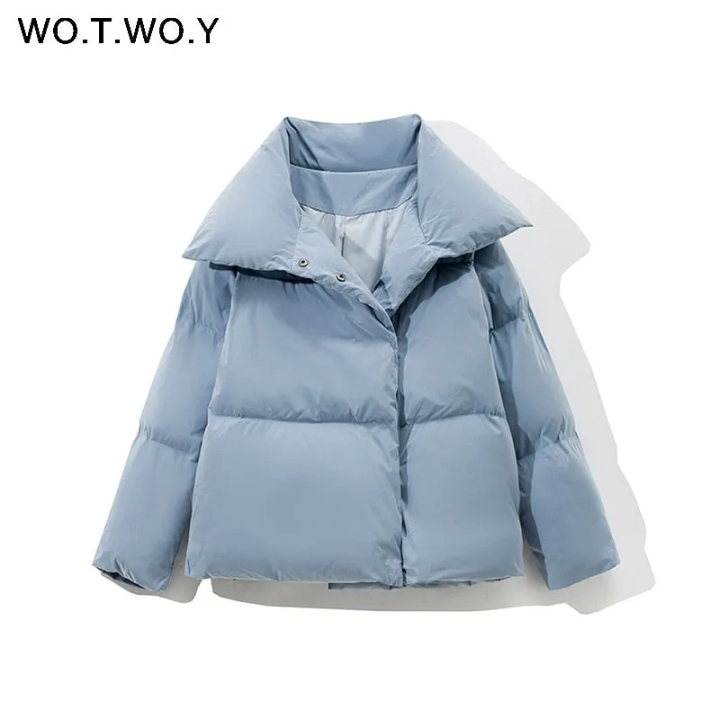 Joskaa Christmas Gift WOTWOY Thickening Oversized Winter Jacket Women Cotton Liner Cropped Padded Parkas Female Warm Coats Casual Windbreakers 2024