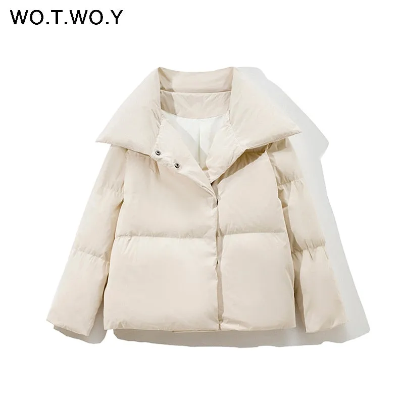 Joskaa Christmas Gift WOTWOY Thickening Oversized Winter Jacket Women Cotton Liner Cropped Padded Parkas Female Warm Coats Casual Windbreakers 2024