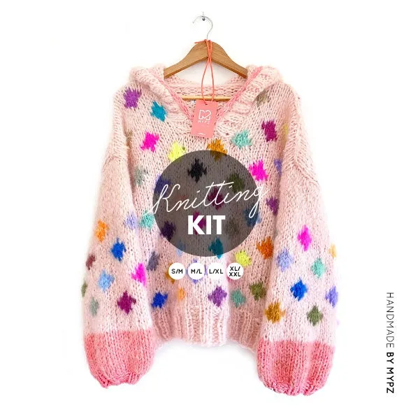 Knitting kit – MYPZ Chunky Mohair Pullover Dots with hoodie No9 (ENG-NL)