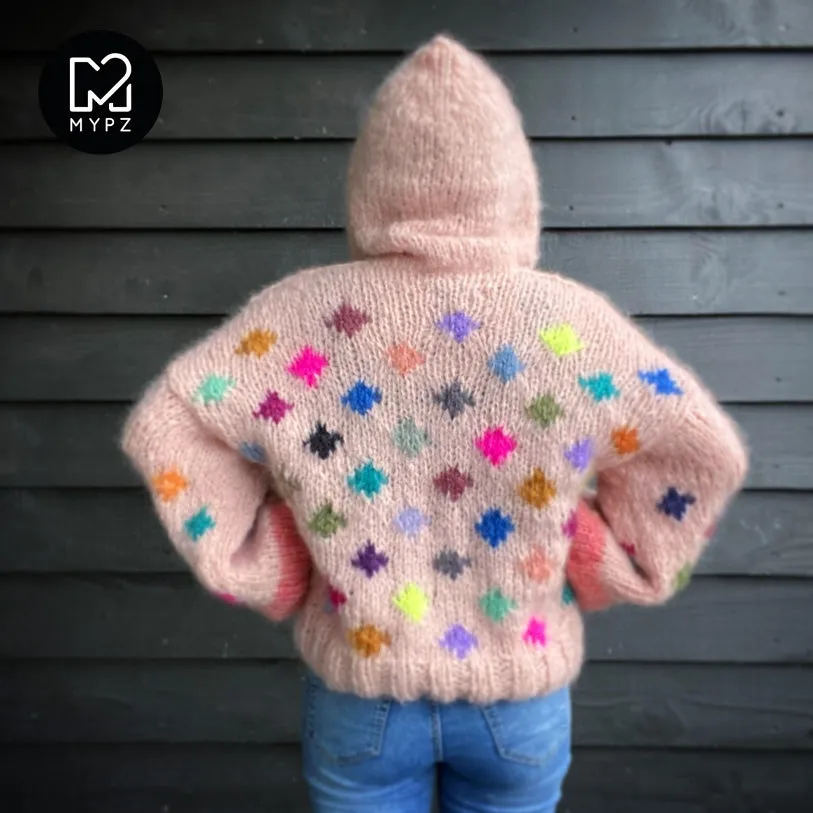 Knitting kit – MYPZ Chunky Mohair Pullover Dots with hoodie No9 (ENG-NL)