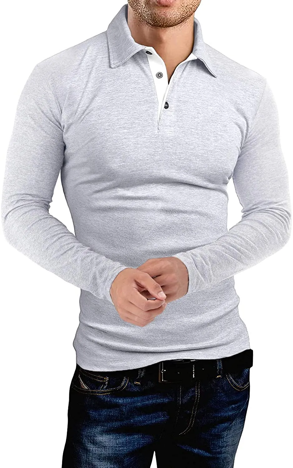 KUYIGO Men's Short & Long Sleeve Polo Shirts Casual Slim Fit Basic Designed Cotton Shirts