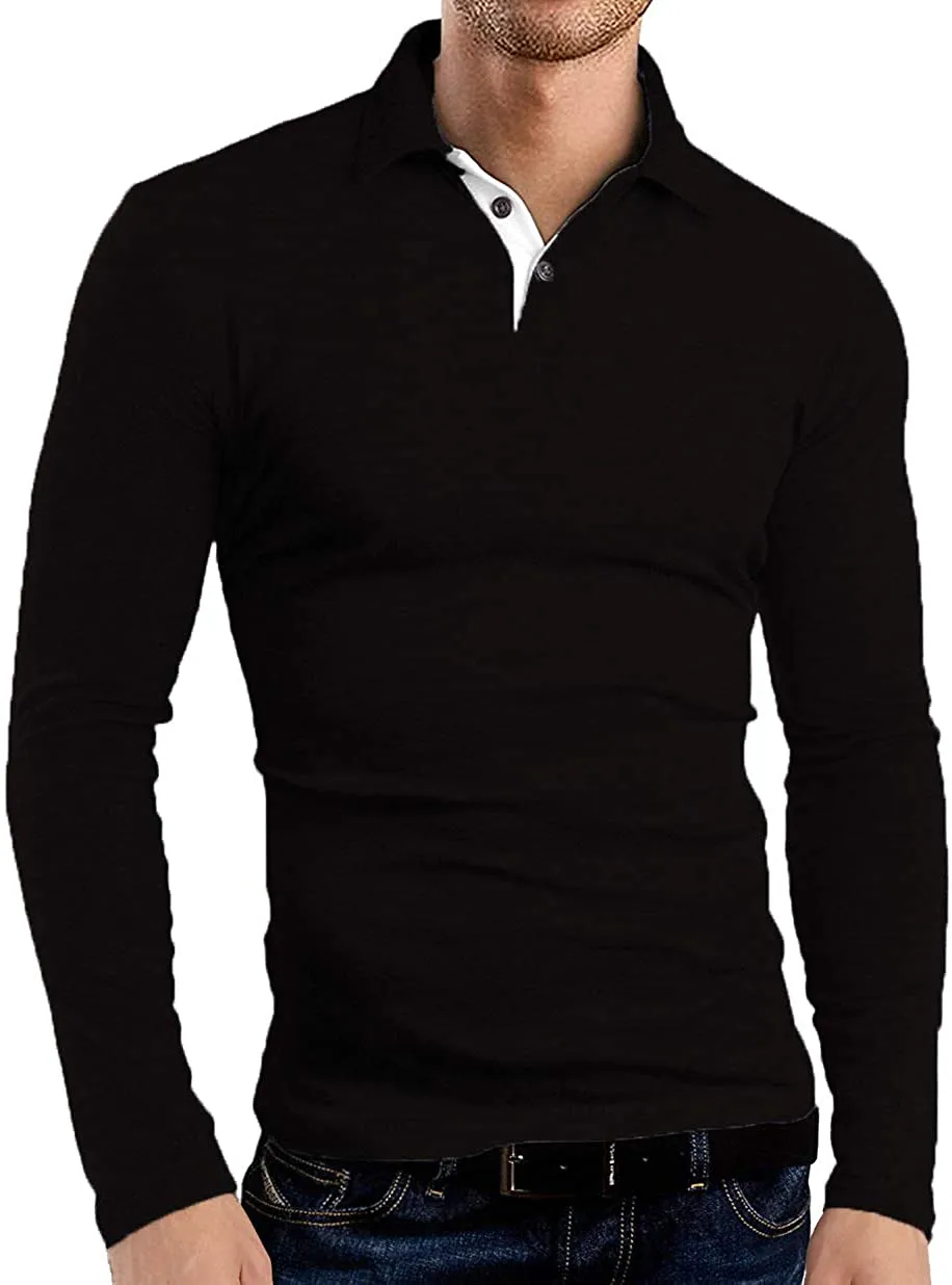 KUYIGO Men's Short & Long Sleeve Polo Shirts Casual Slim Fit Basic Designed Cotton Shirts