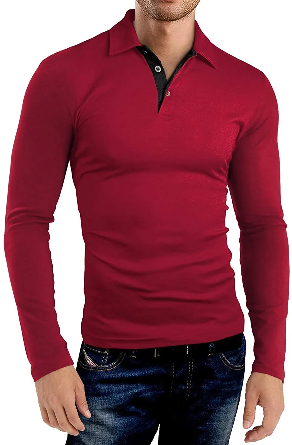 KUYIGO Men's Short & Long Sleeve Polo Shirts Casual Slim Fit Basic Designed Cotton Shirts