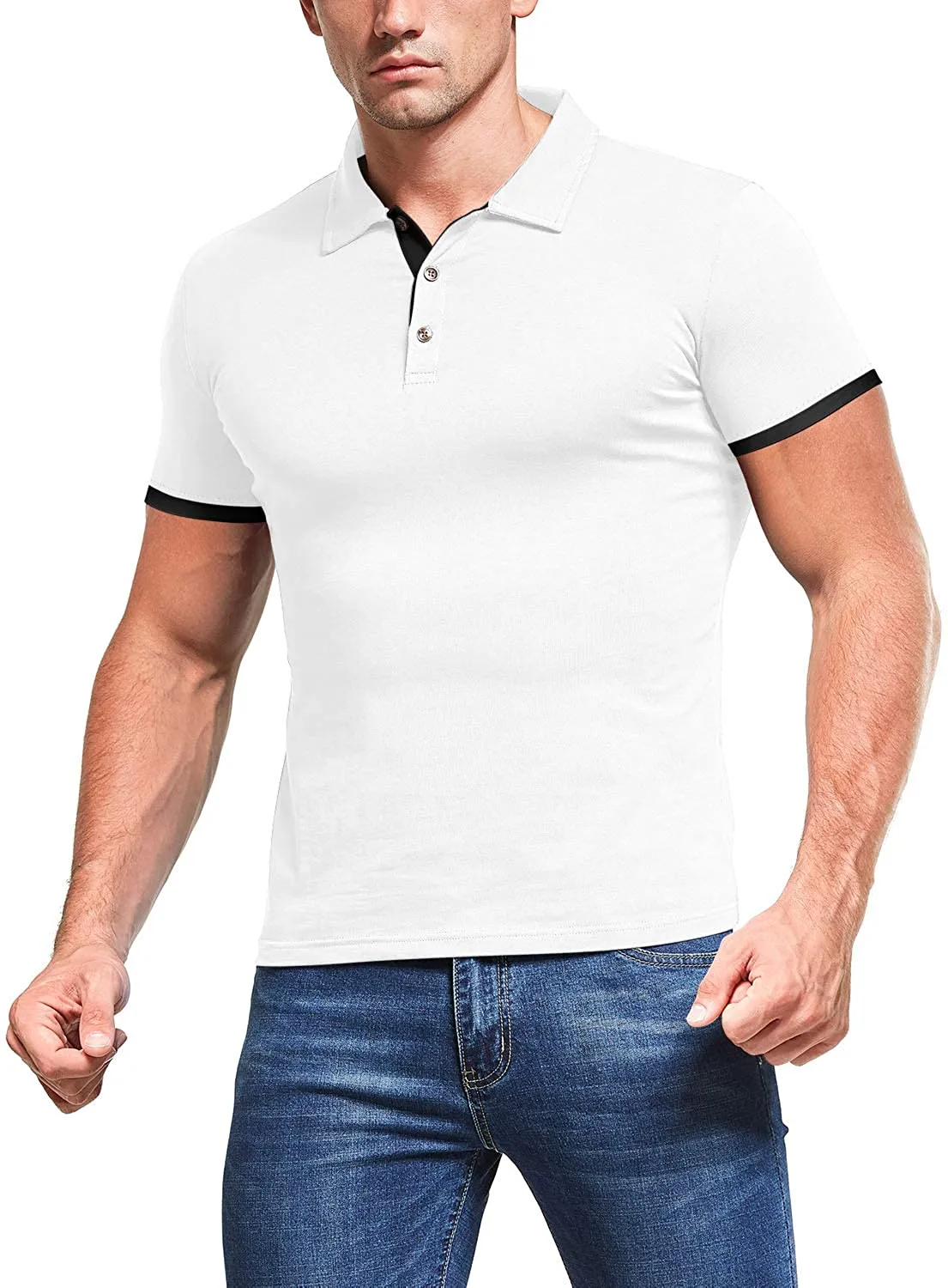 KUYIGO Men's Short & Long Sleeve Polo Shirts Casual Slim Fit Basic Designed Cotton Shirts