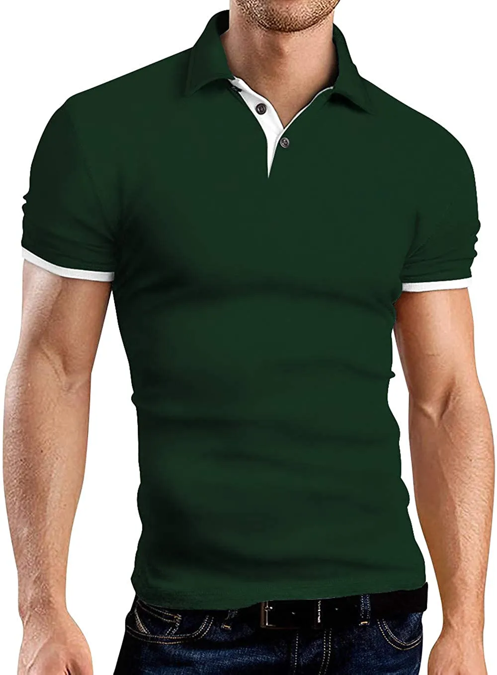 KUYIGO Men's Short & Long Sleeve Polo Shirts Casual Slim Fit Basic Designed Cotton Shirts