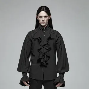 Men's Goth Ruffles Shirts With Mandarin Sleeves