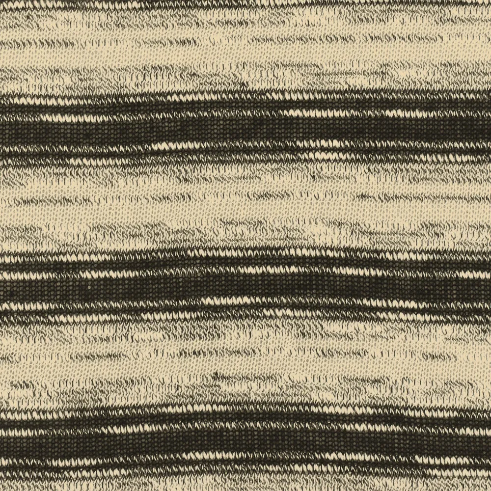 Mineral Beige-Black Stripe Slub Stretch Jersey Knit Fabric