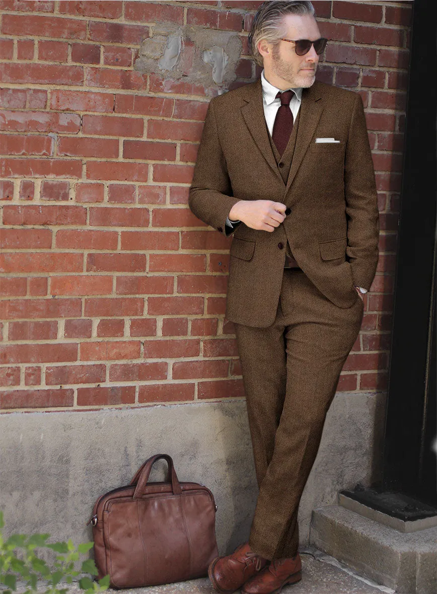 Naples Wide Herringbone Tan Tweed Suit