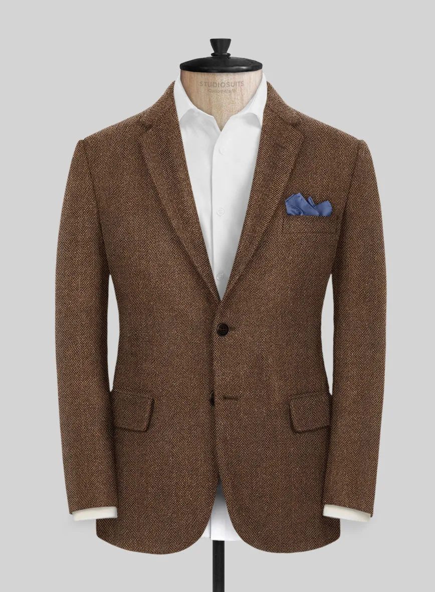 Naples Wide Herringbone Tan Tweed Suit