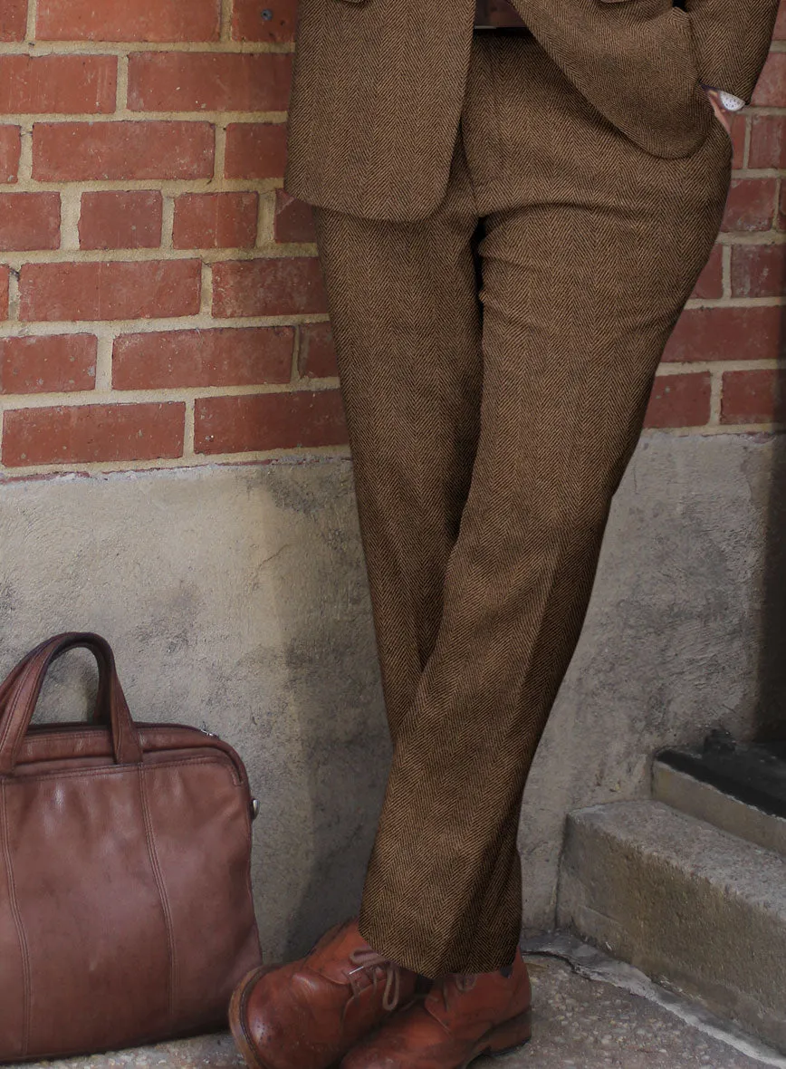 Naples Wide Herringbone Tan Tweed Suit