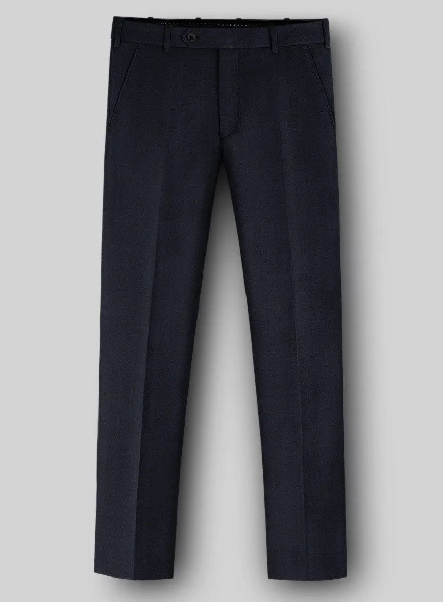 Napolean Curve Blue Herringbone Wool Suit