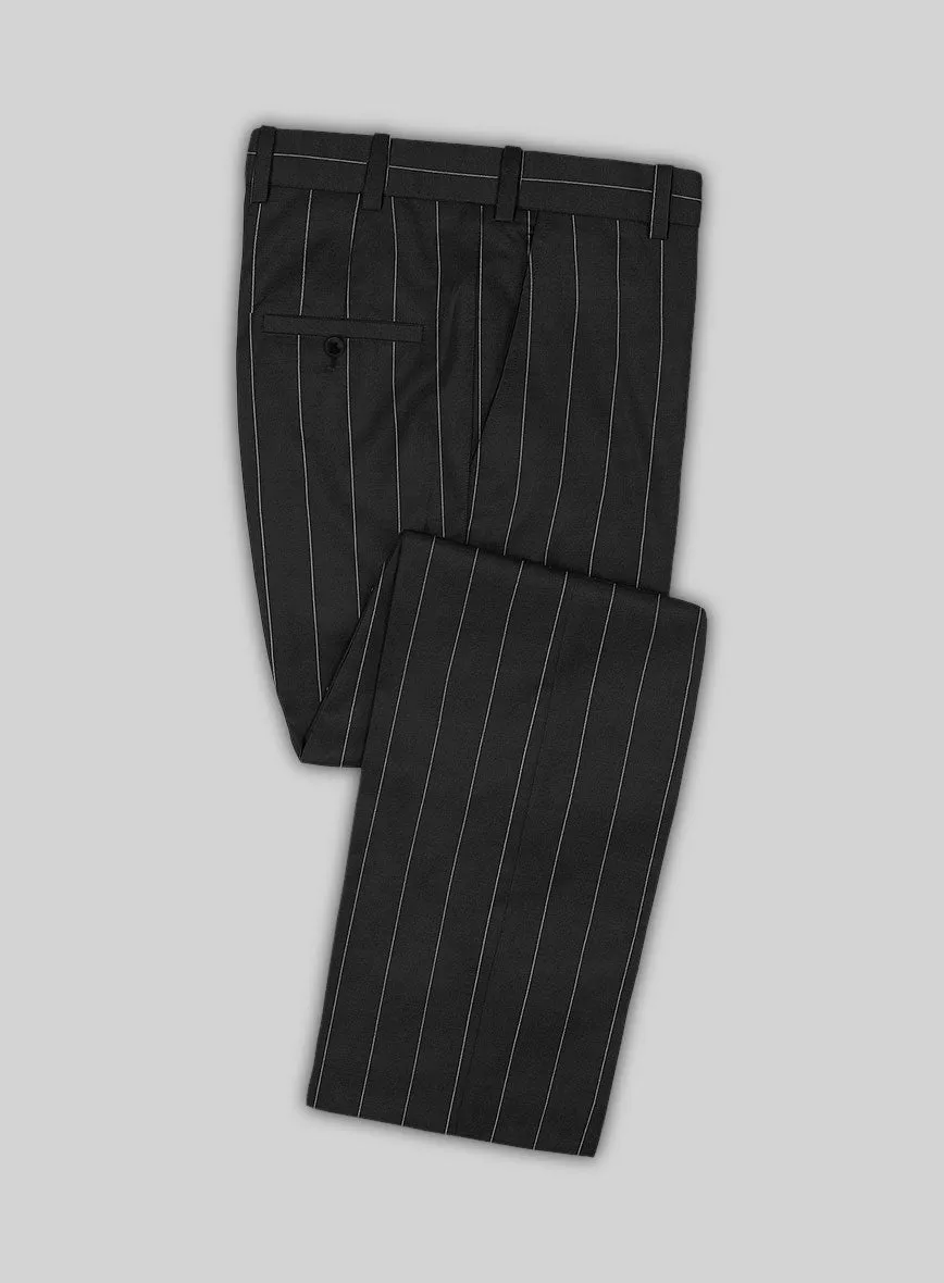 Napolean Wide Stripe Black Wool Suit