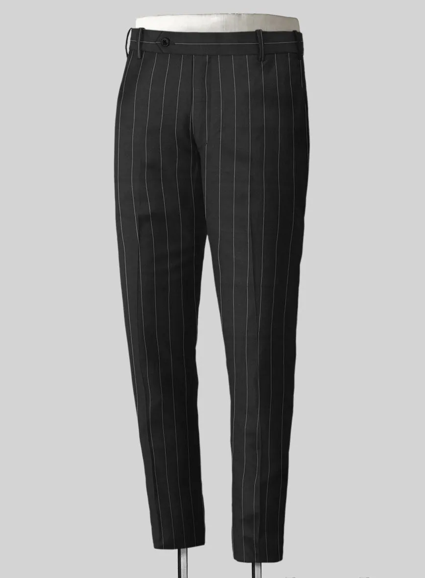 Napolean Wide Stripe Black Wool Suit