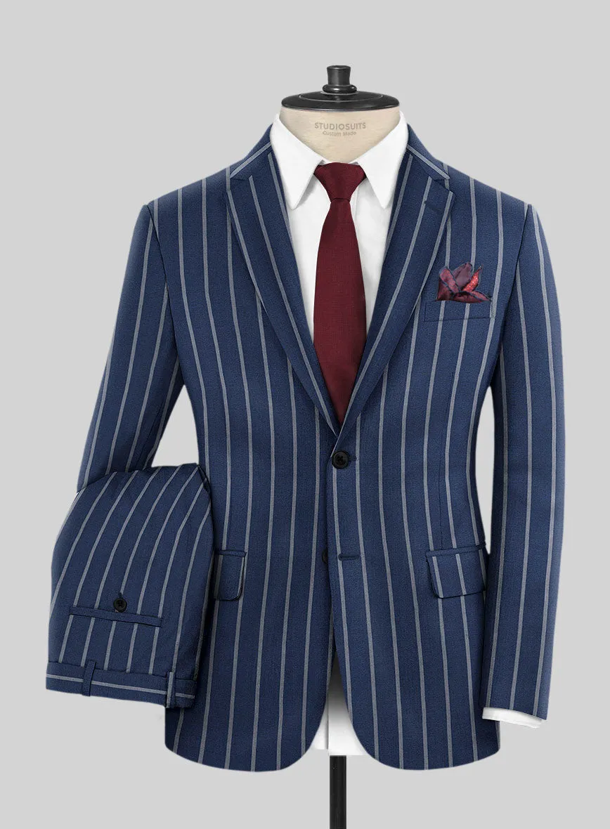 Napolean Zole Stripe Blue Wool Suit