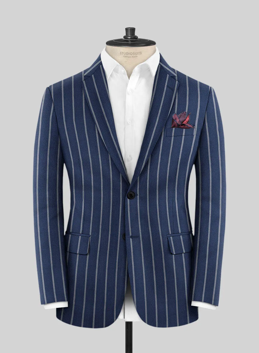 Napolean Zole Stripe Blue Wool Suit