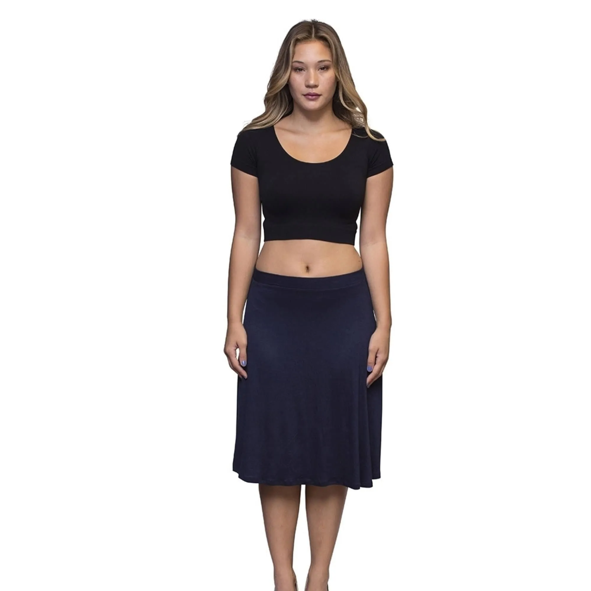 Navy Blue Plus Size A-Line Skirt, Sexy Skirt,  3X Plus Size Skirt, Knee Length Navy Skirt, 2X Plus Size Skirt, Flowy Skirt